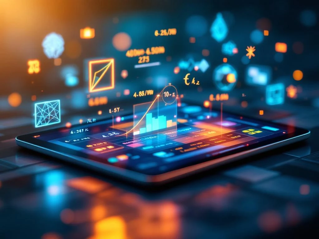 Tablet toont interactieve educatieve interface met wiskundige vergelijkingen en gepersonaliseerde leerpaden